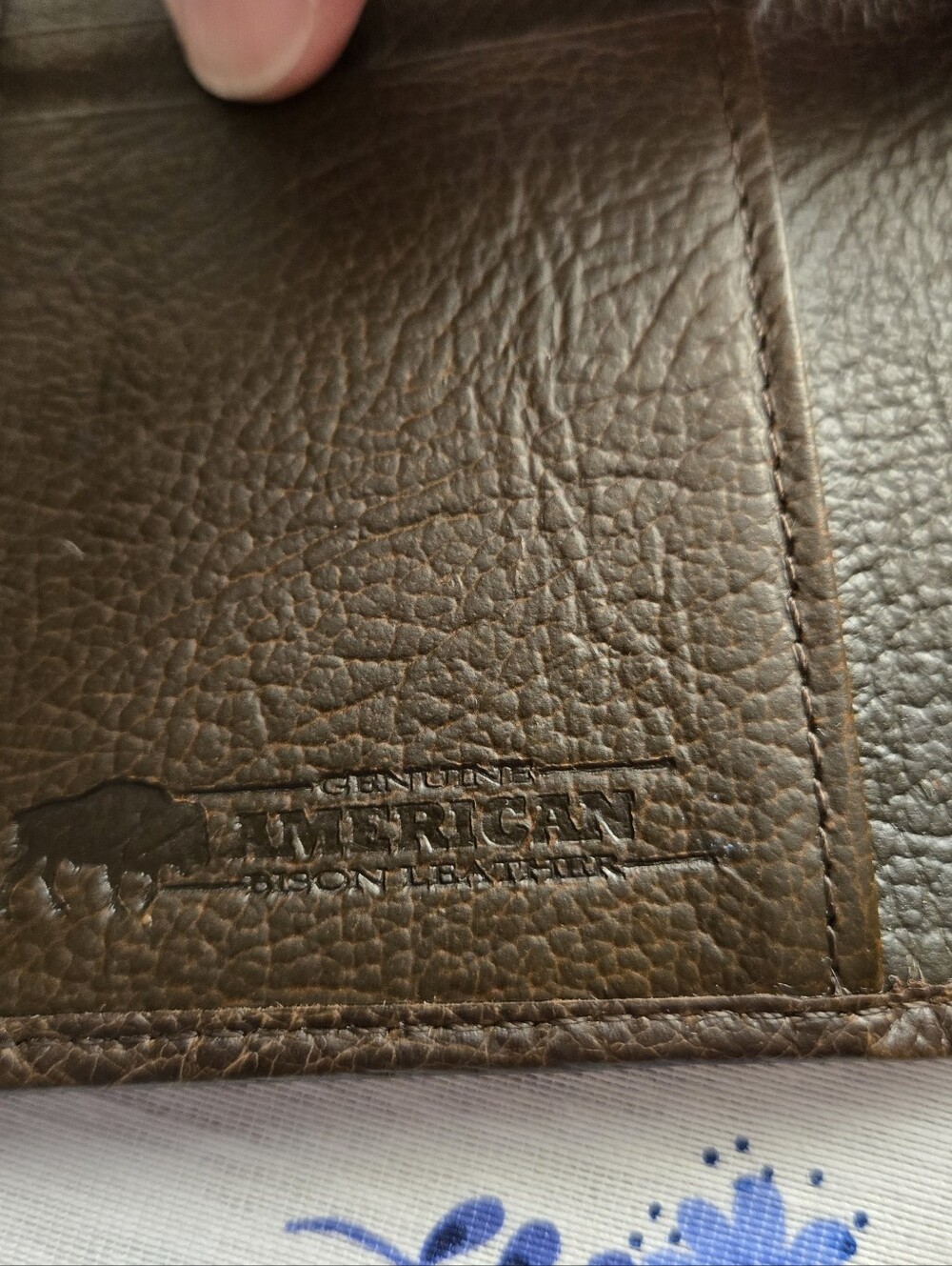 American Bison Leather Mens Wallet, Brown Leather